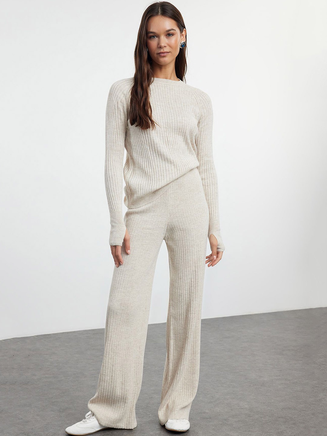 

Trendyol Long Sleeves Top With Trousers, Off white