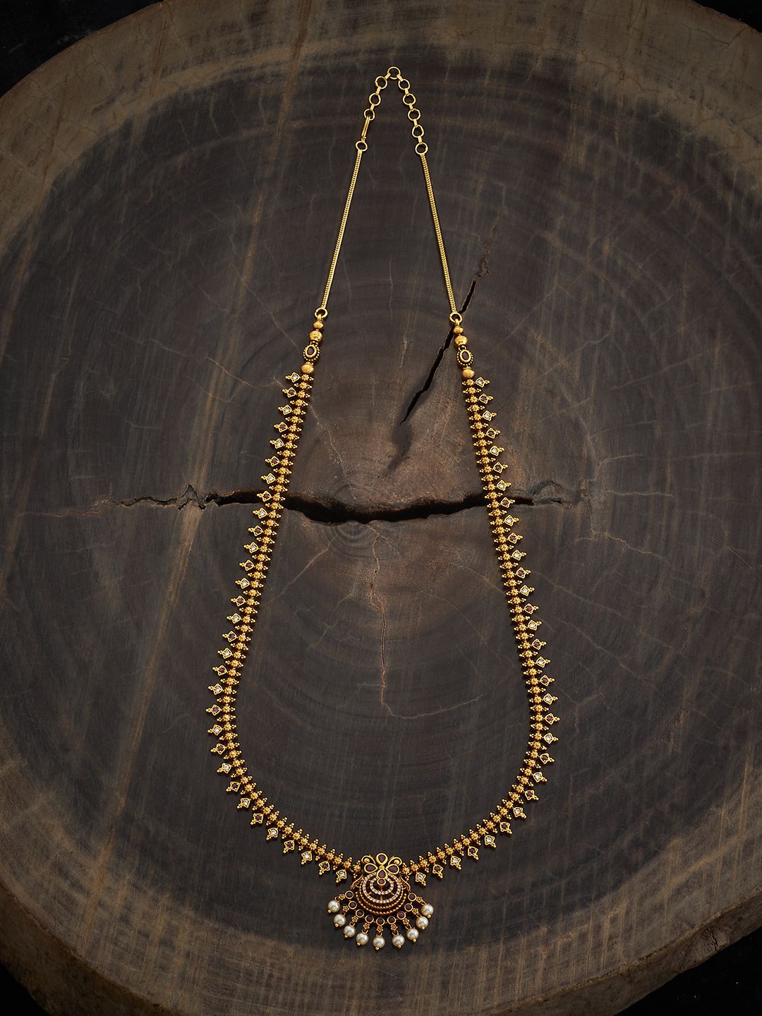 

Kushal's Fashion Jewellery Gold-Plated Stone Studded & Beaded Antique Necklace