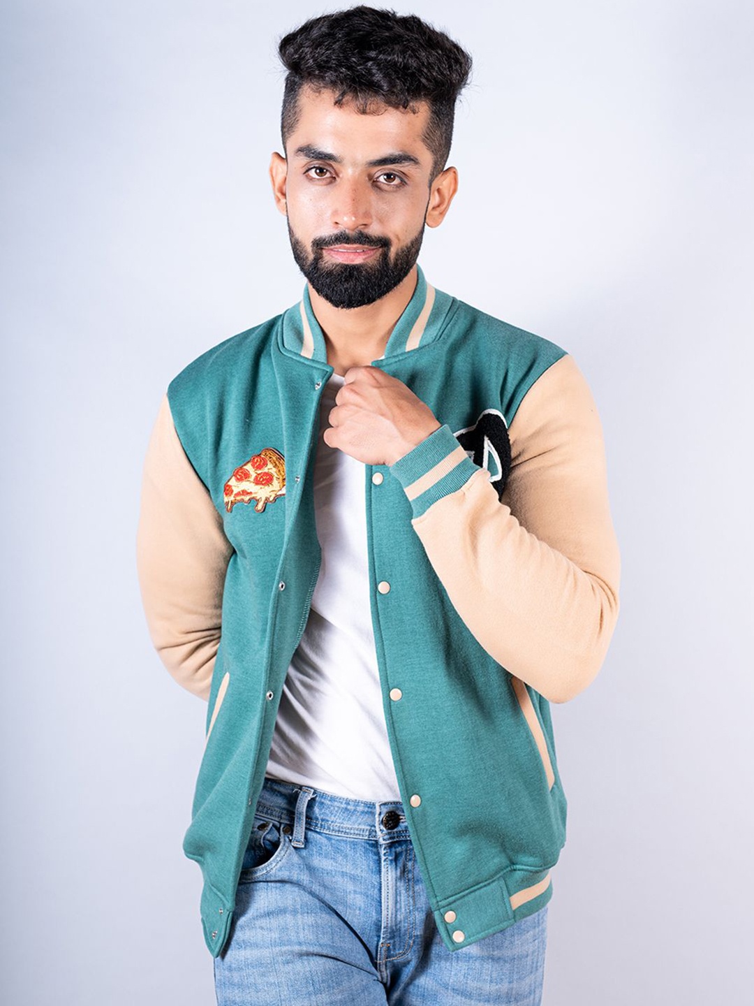 

Tistabene Men Varsity Jacket, Sea green