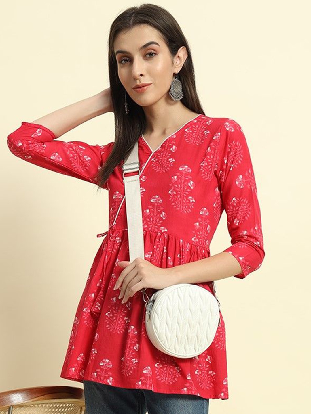 

Mialo fashion Printed Pure Cotton Tunic, Pink