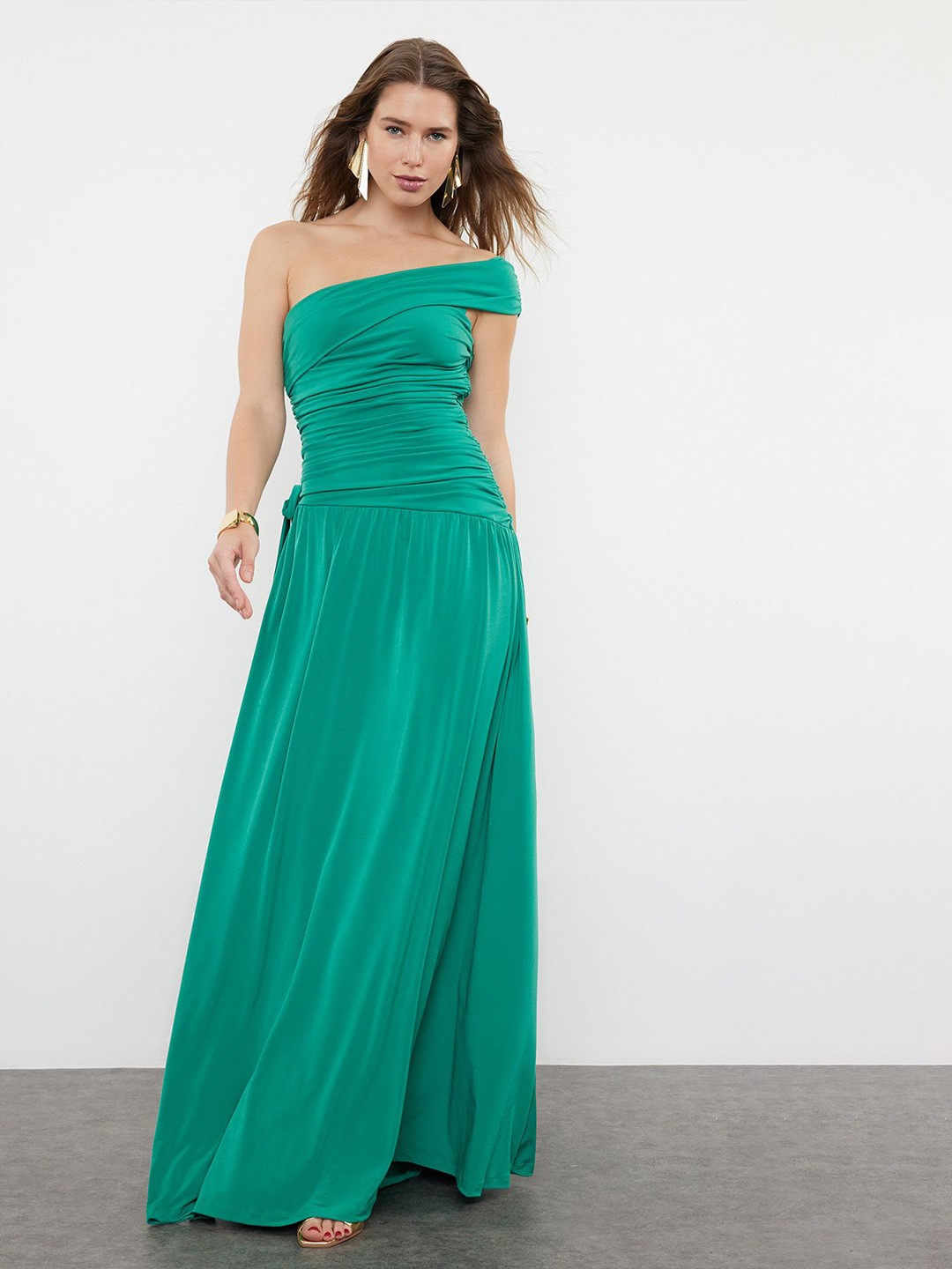 

Trendyol Off-Shoulder Maxi Dress, Sea green