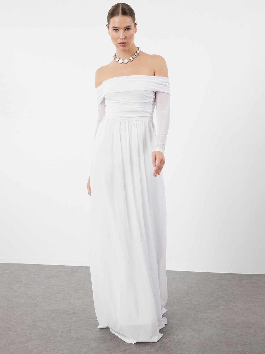 

Trendyol Off-Shoulder Maxi Dress, White