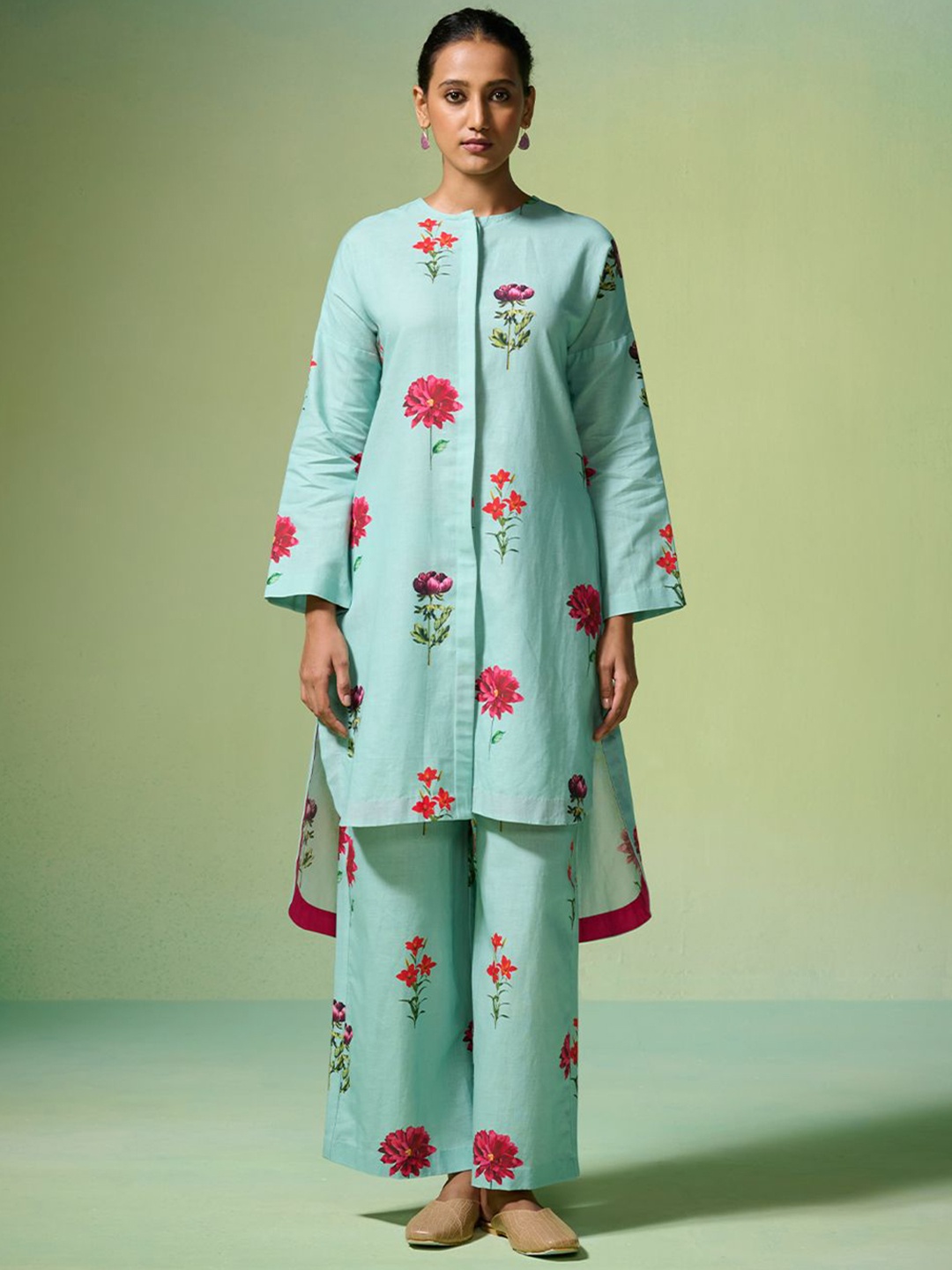 

Dressfolk Floral Printed Tunic & Trousers, Blue