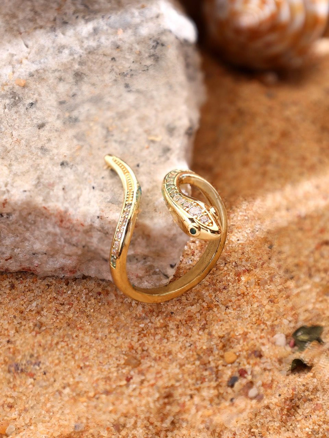 

KACY Gold-Plated CZ-Studded Adjustable Finger Ring