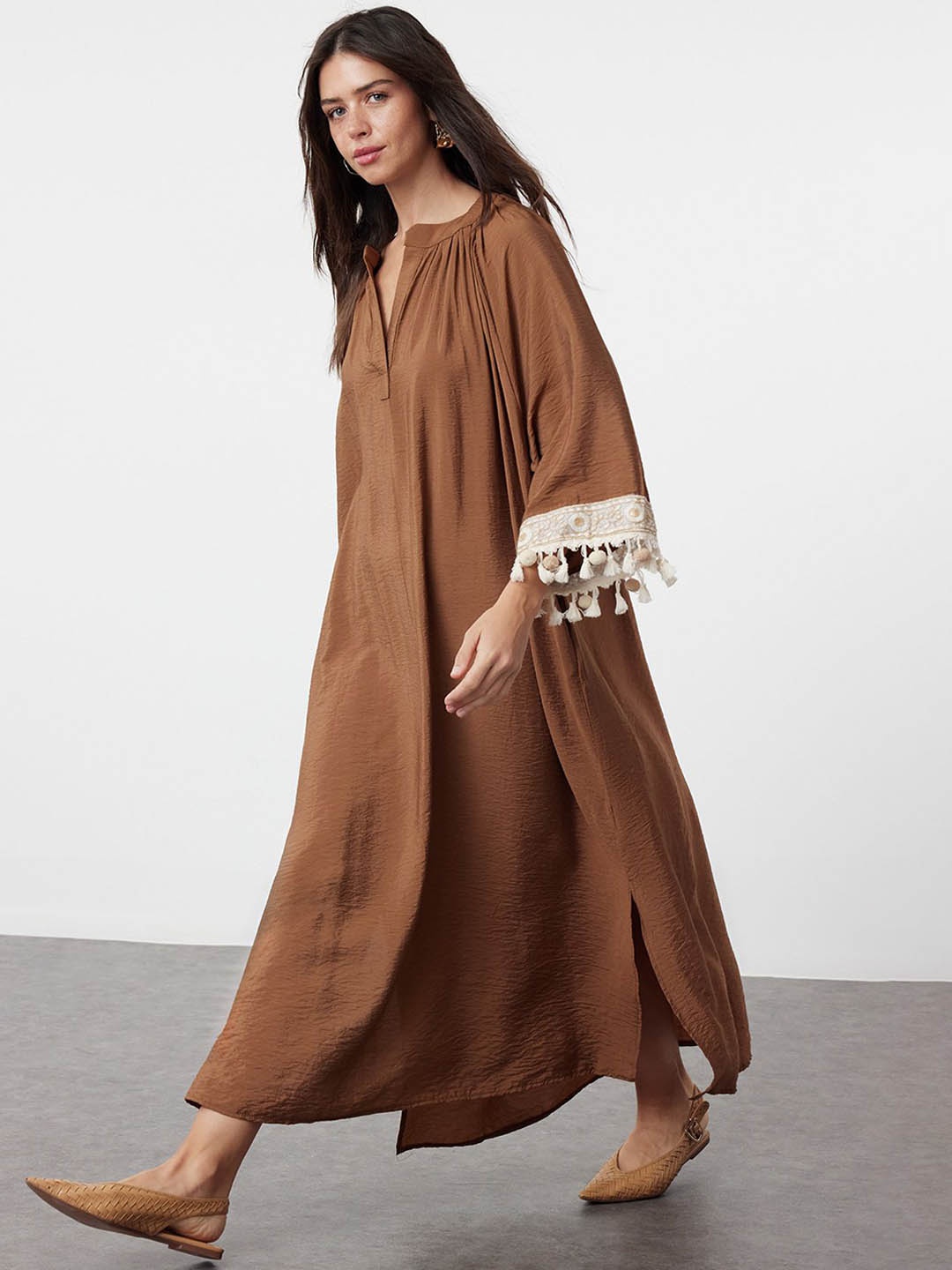 

Trendyol Women Solid A-Line Maxi Dress, Brown