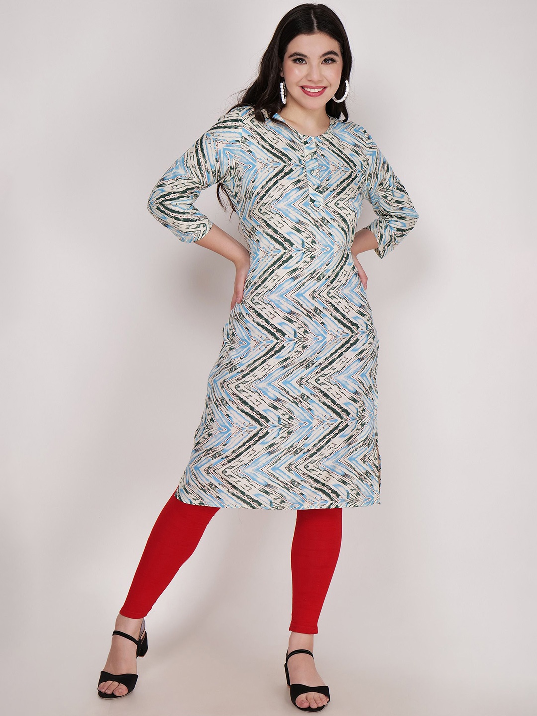 

Street22 Printed Straight Kurta, Blue