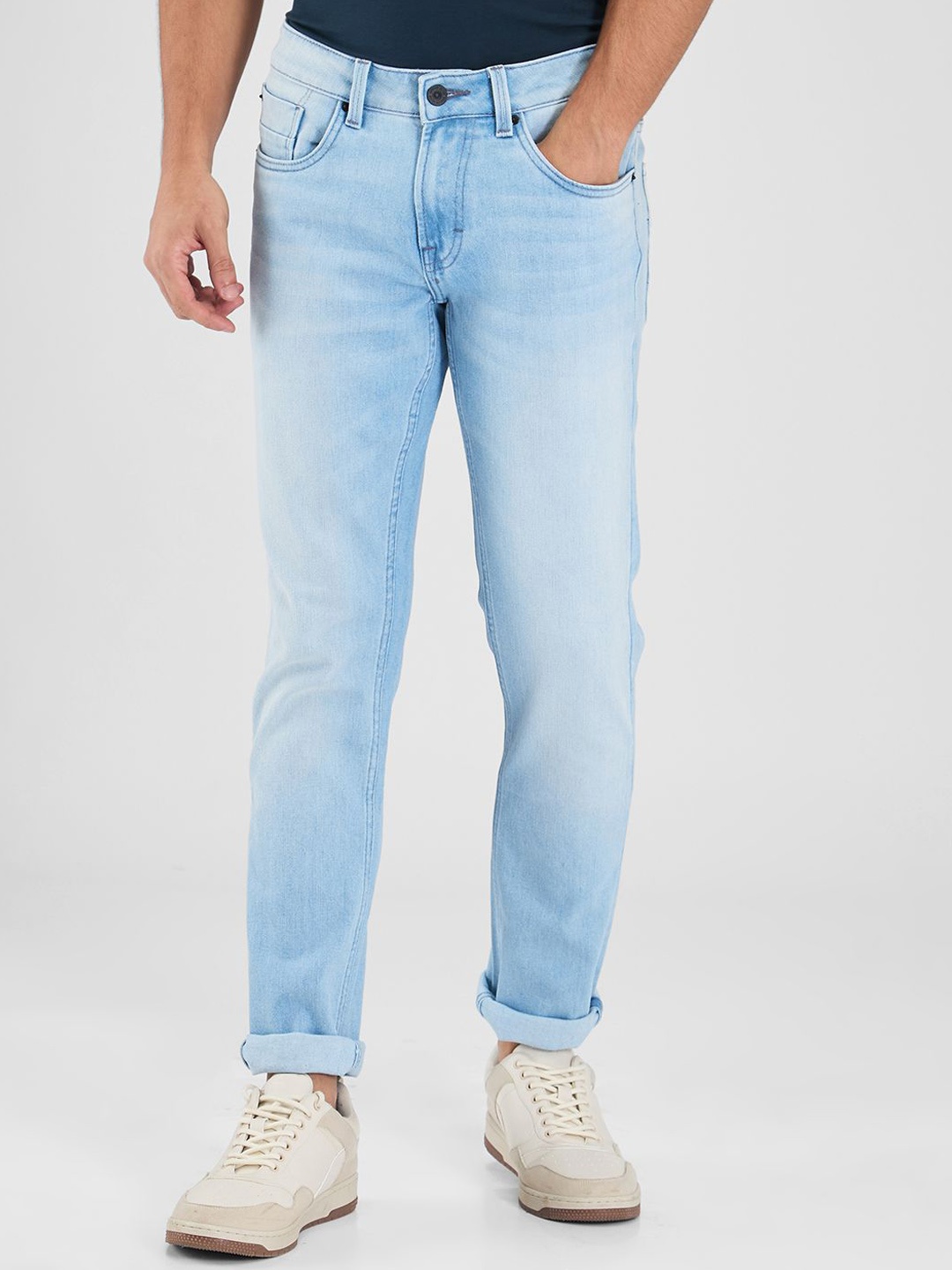 

SPYKAR Men Skinny Fit Low-Rise Heavy Fade Stretchable Jeans, Blue