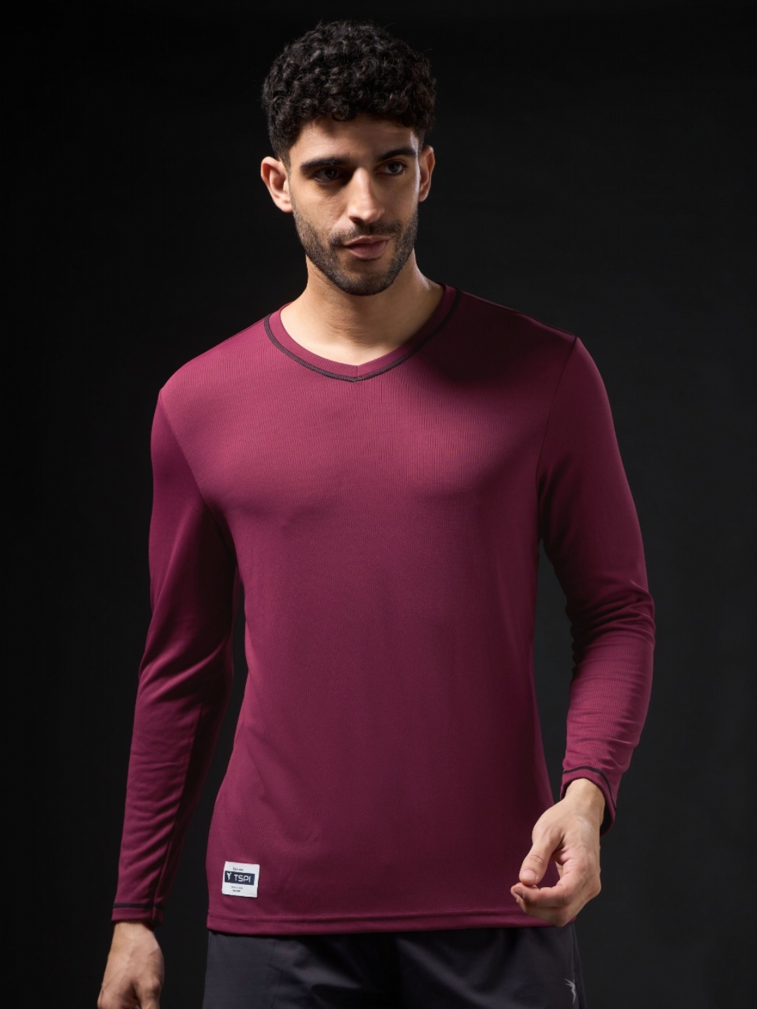 

Technosport Men UPF50 Solid V-Neck Slim Fit T-shirt, Purple