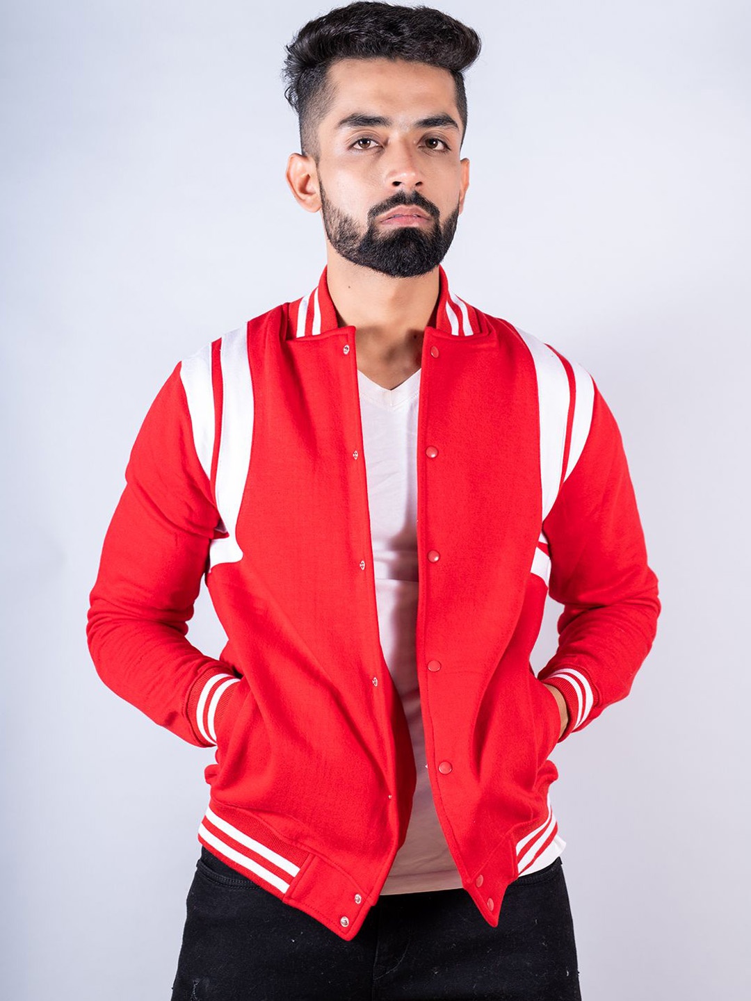 

Tistabene Men Varsity Jacket, Red