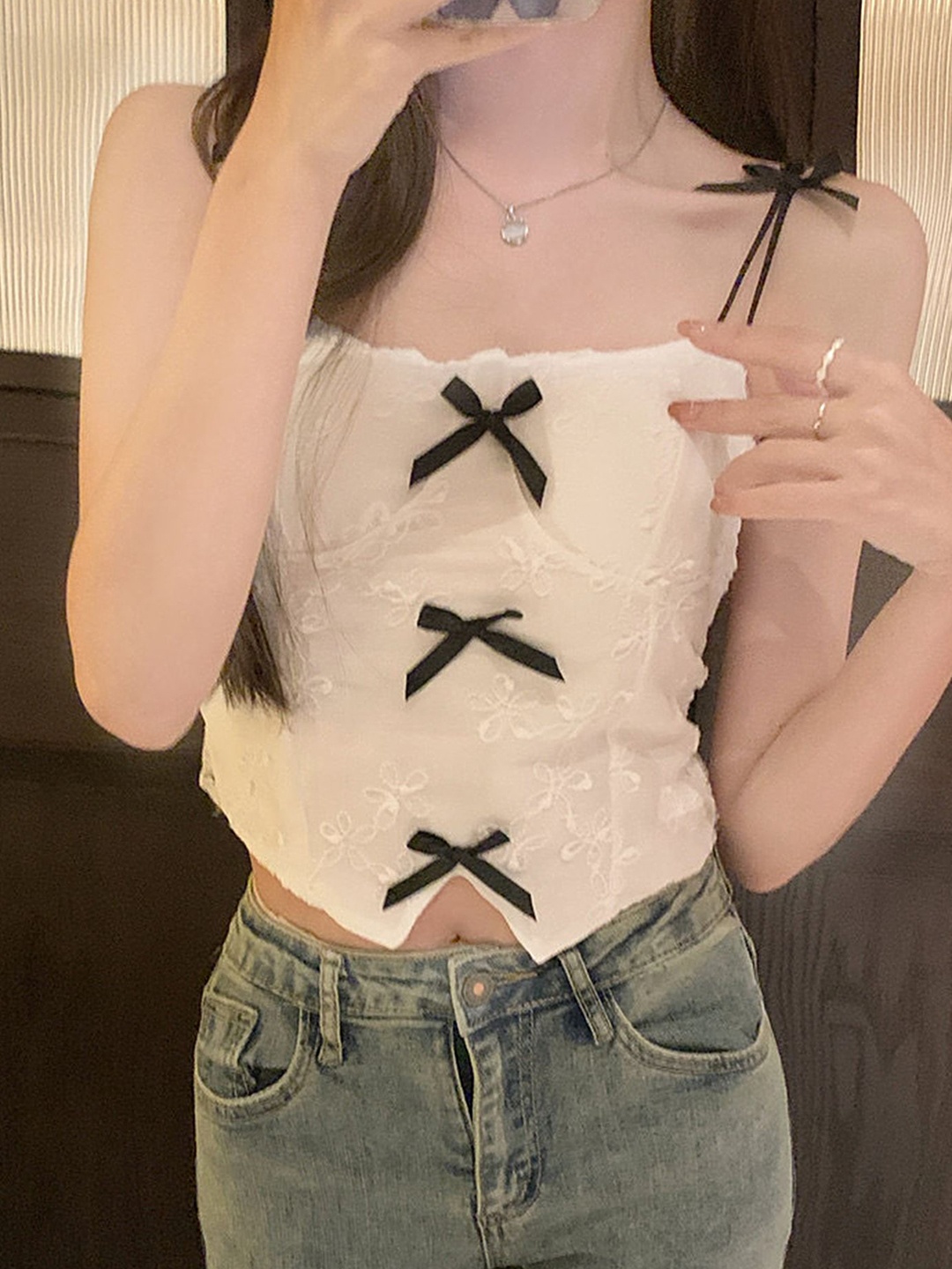 

LULU & SKY Bow Detailed Top, White