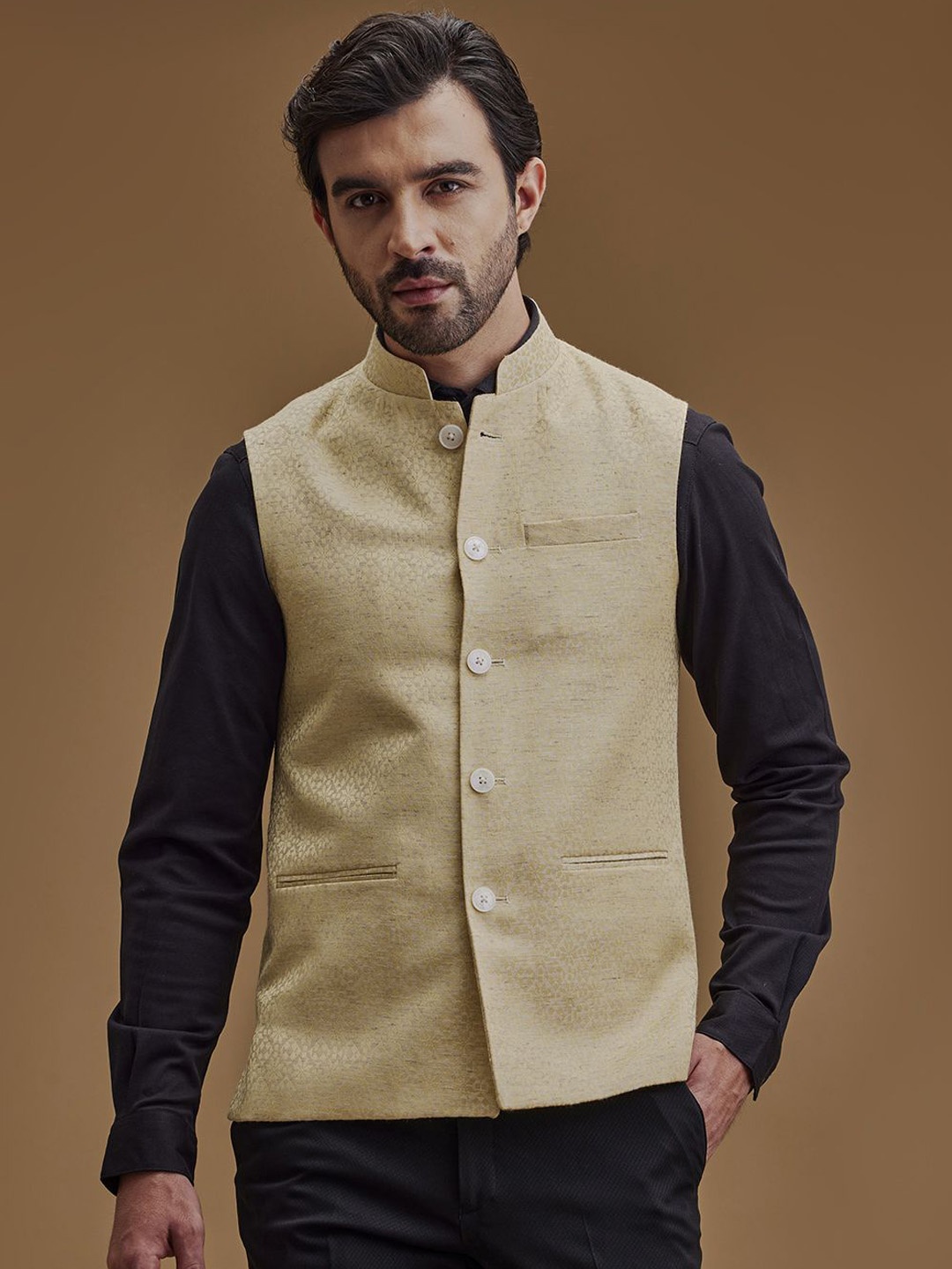 

Neumen Self Designed Nehru Jackets, Beige