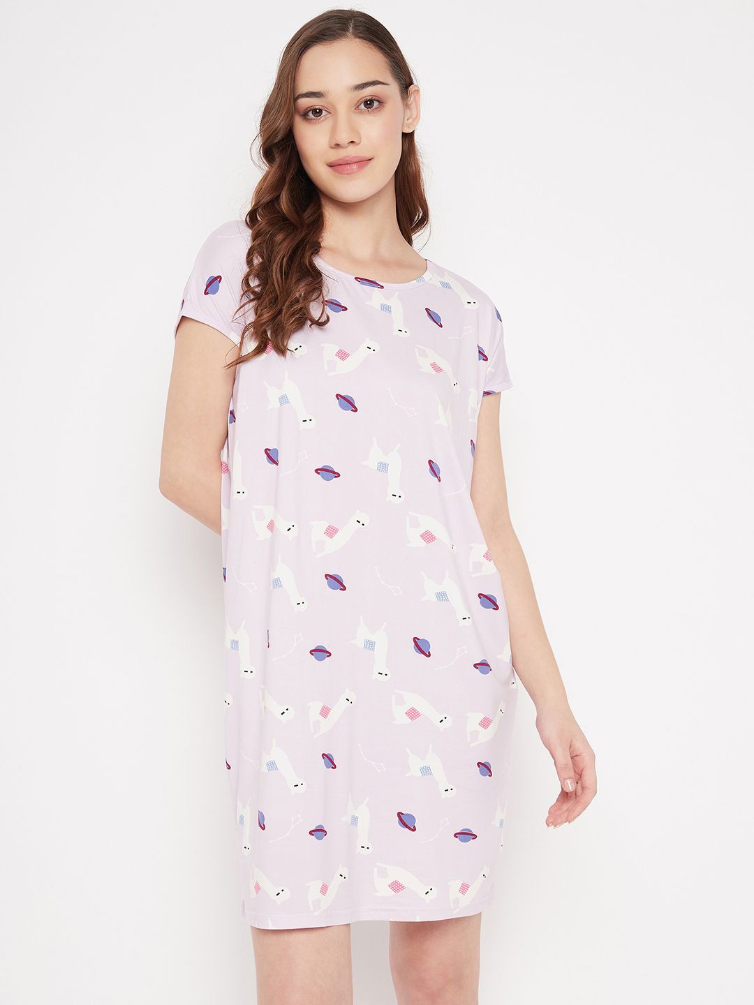 

Camey Printed Nightdress, Purple