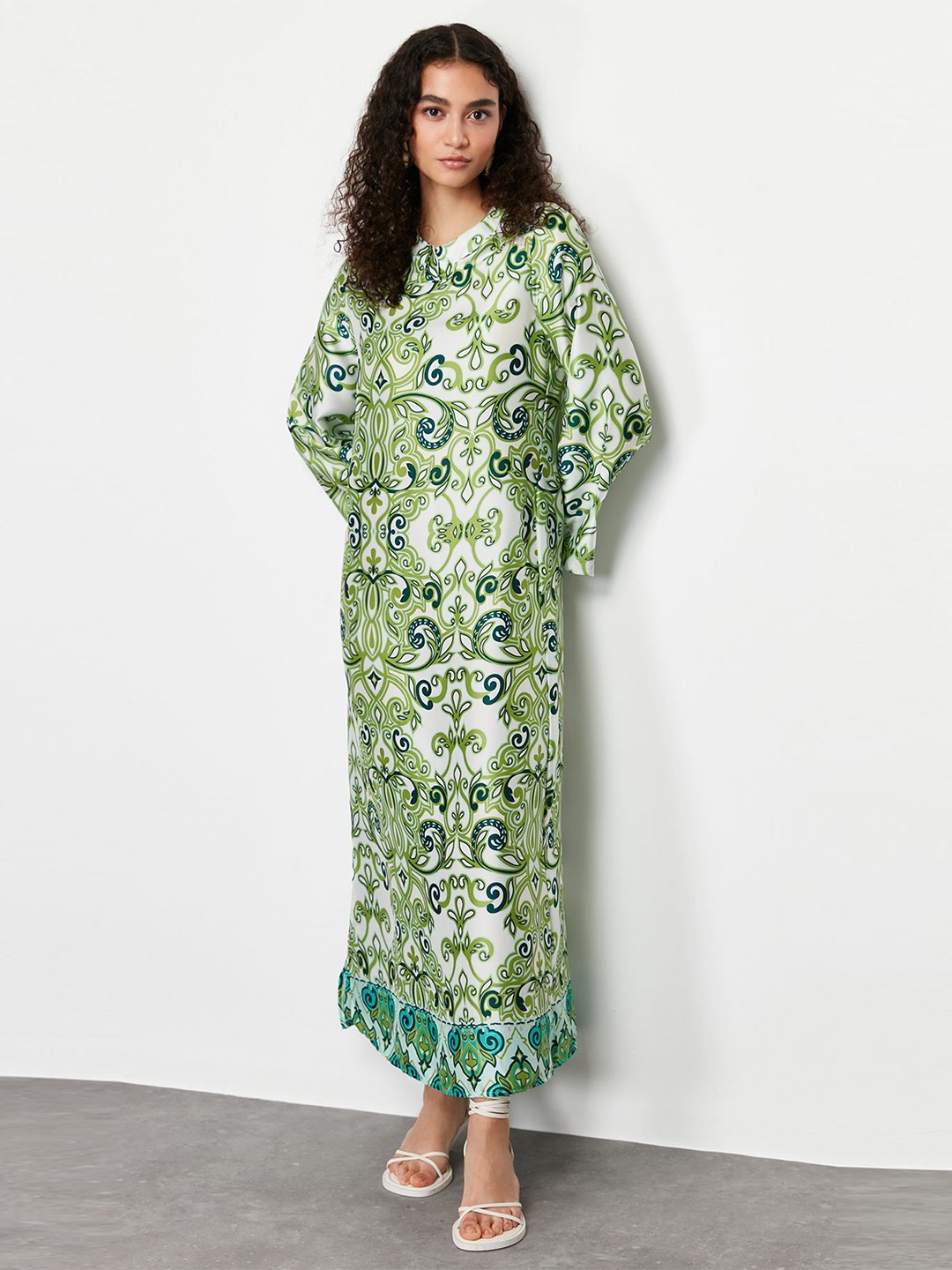 

Trendyol Floral Printed Maxi Dress, Green