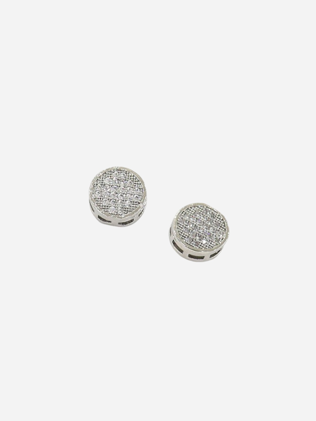 

VAGHBHATT Men Silver-Plated Cubic Zirconia Studded Circular Hip Hop Studs