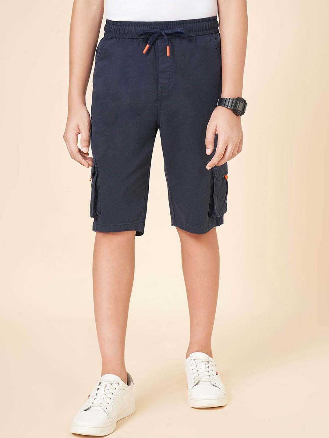 

Coolsters by Pantaloons Boys Cotton Regular Fit Cargo Shorts, Navy blue