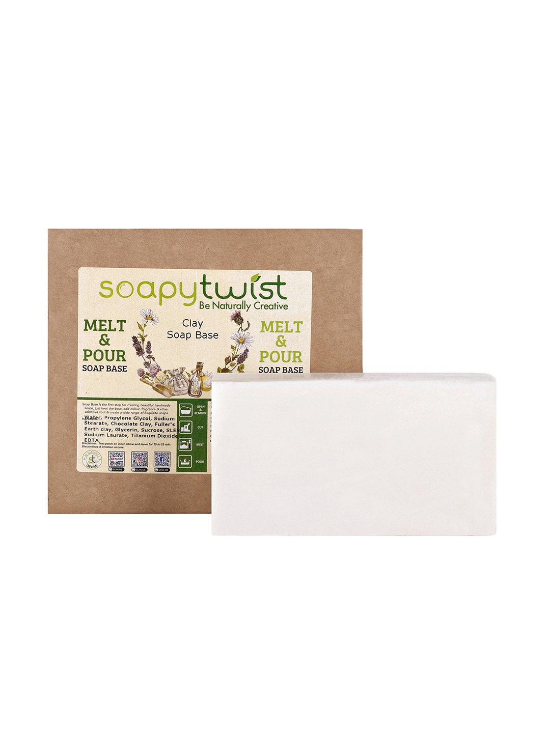 

Soapy Twist Be Naturally Creative Clay Melt & Pour Soap Base - 1 KG, Off white