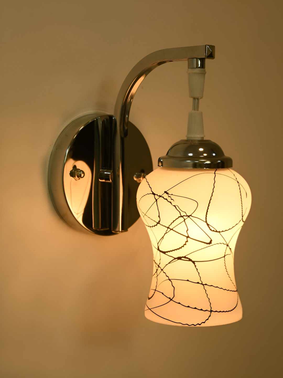 

Afast White & Black Abstract Printed Glass Contemporary Spherical Shaped Wall Lamp