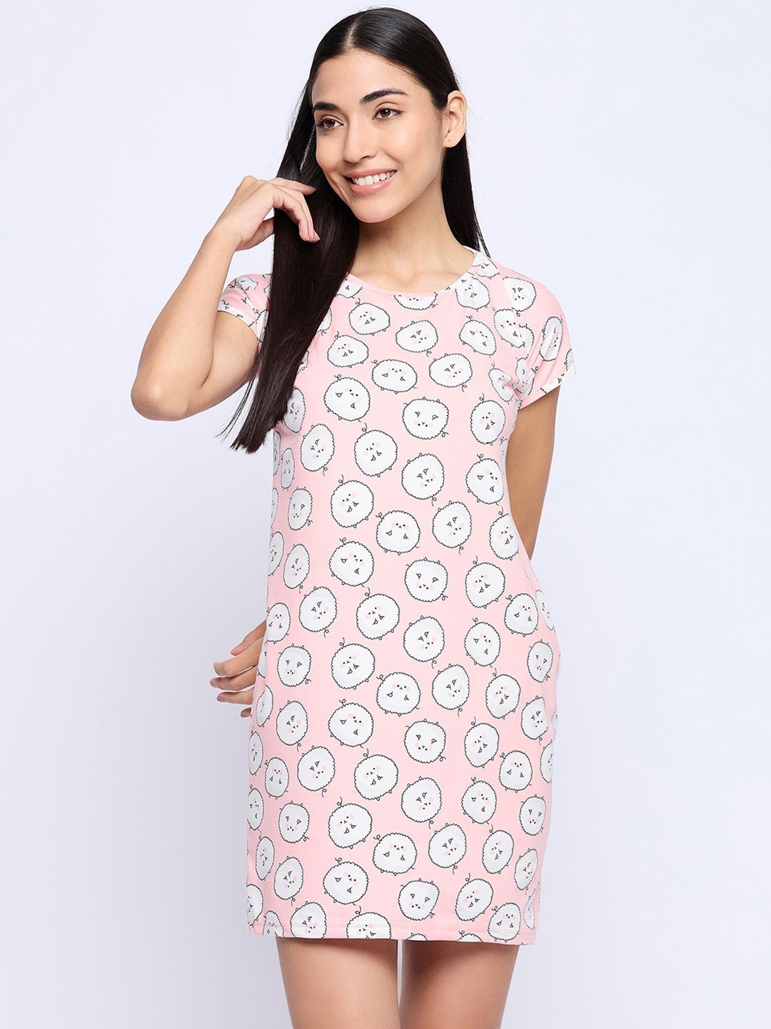 

Camey Printed Cotton Blend Nightdress, Pink