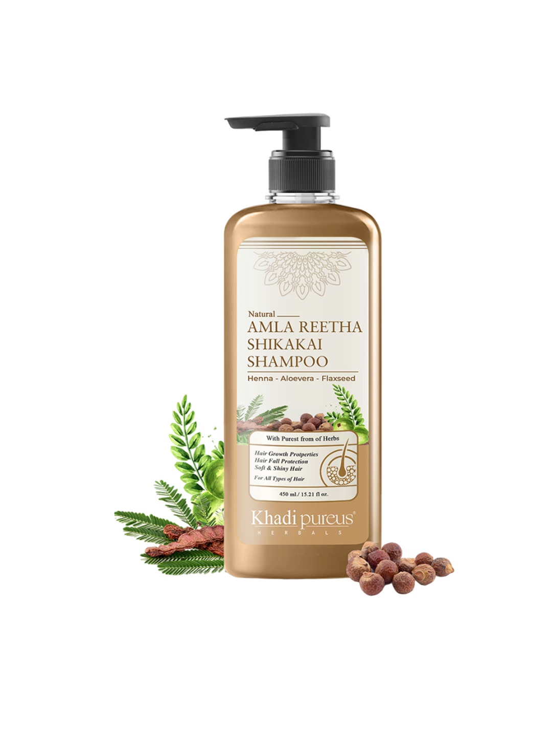 

PUREUS Amla Reetha Shikakai Shampoo For Soft & Shiny Hairs - 450ml, Brown