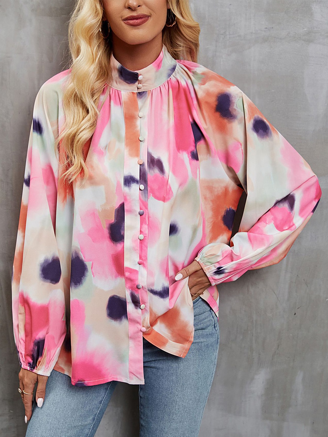 

LULU & SKY Print Shirt Style Top, Rose