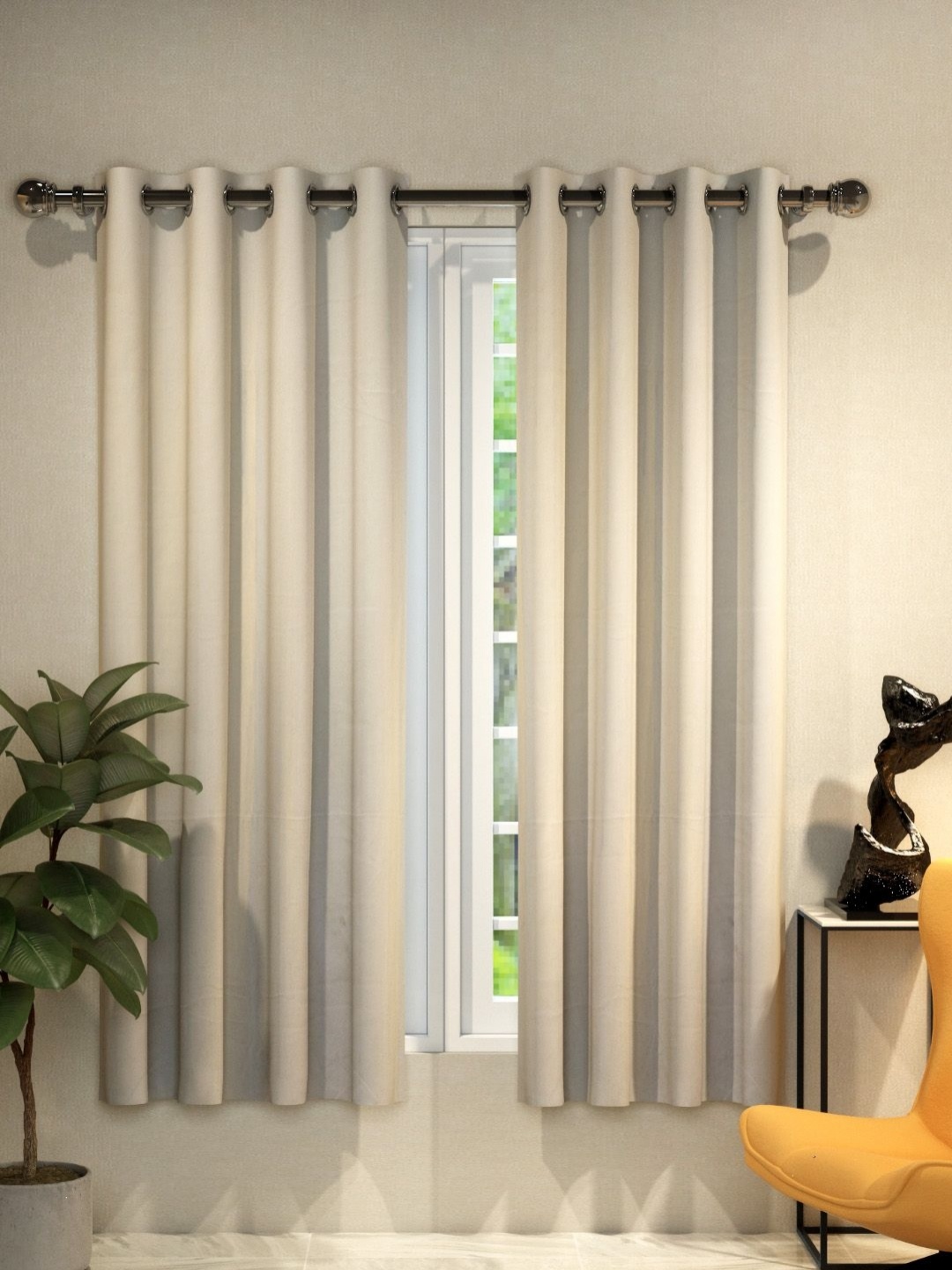 

Aura Cream-Coloured 2 Pieces Window Curtains