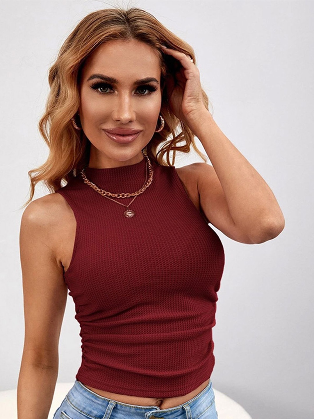 

LULU & SKY Crop Top, Burgundy