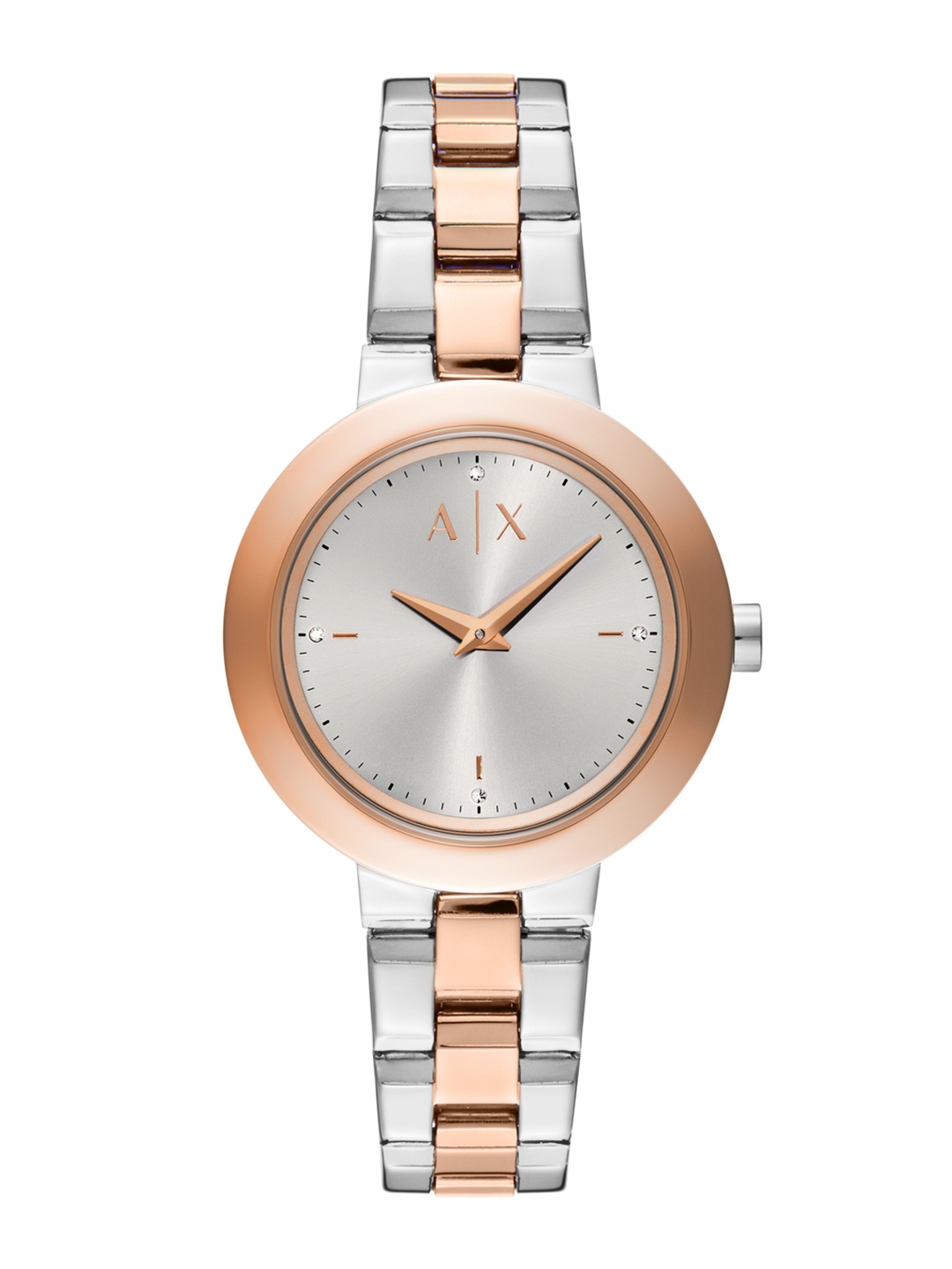 

Armani Exchange Women Embellished Bracelet Style Two Tone Analogue Watch AX5172I-Multi, Silver