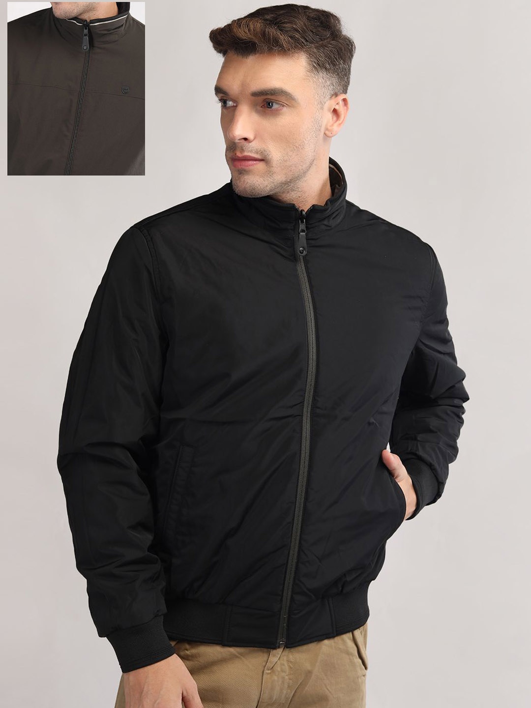 

LURE URBAN Men Reversible Outdoor Puffer Jacket, Olive