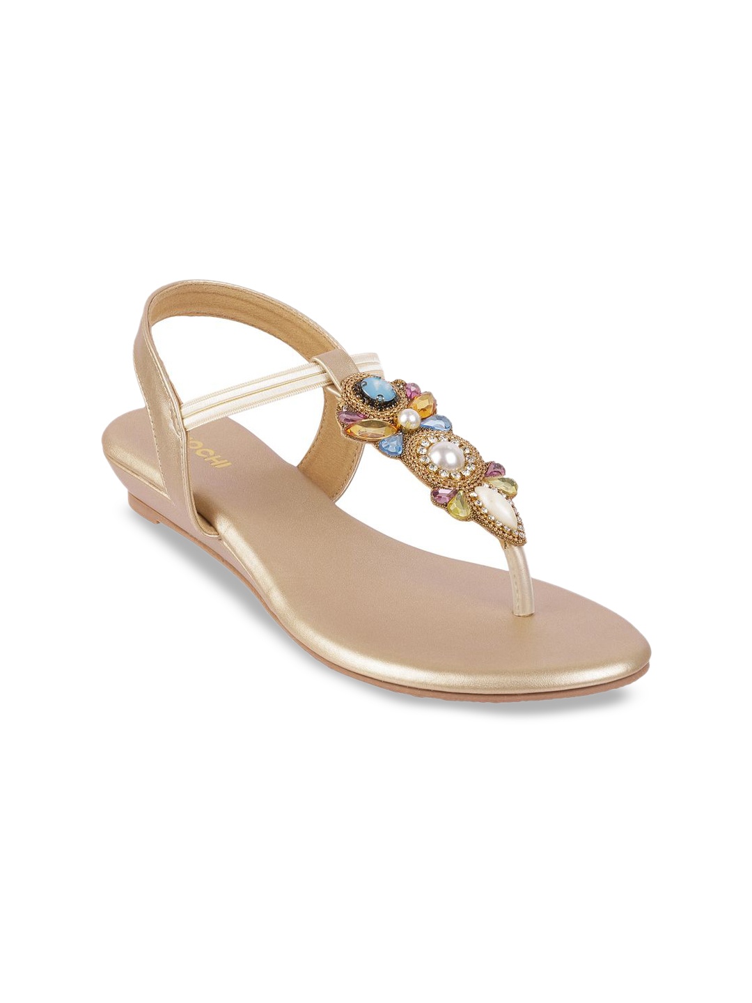 

Mochi Embellished Wedge Sandals, Gold