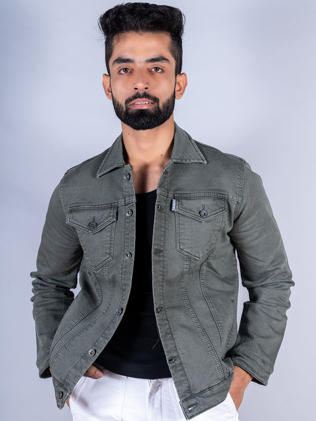 

Tistabene Men Denim Jacket, Olive