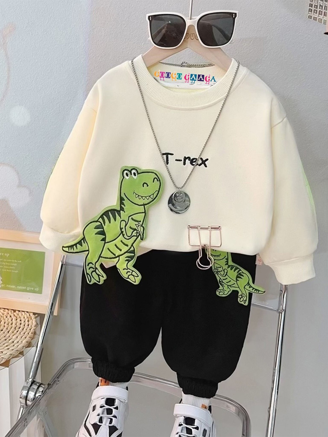 

Googo Gaaga Boys Printed Pure Cotton Sweatshirt With trouser, Cream