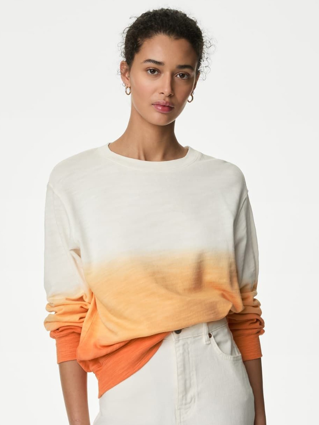 

Marks & Spencer Women Colourblocked Pullover, Orange