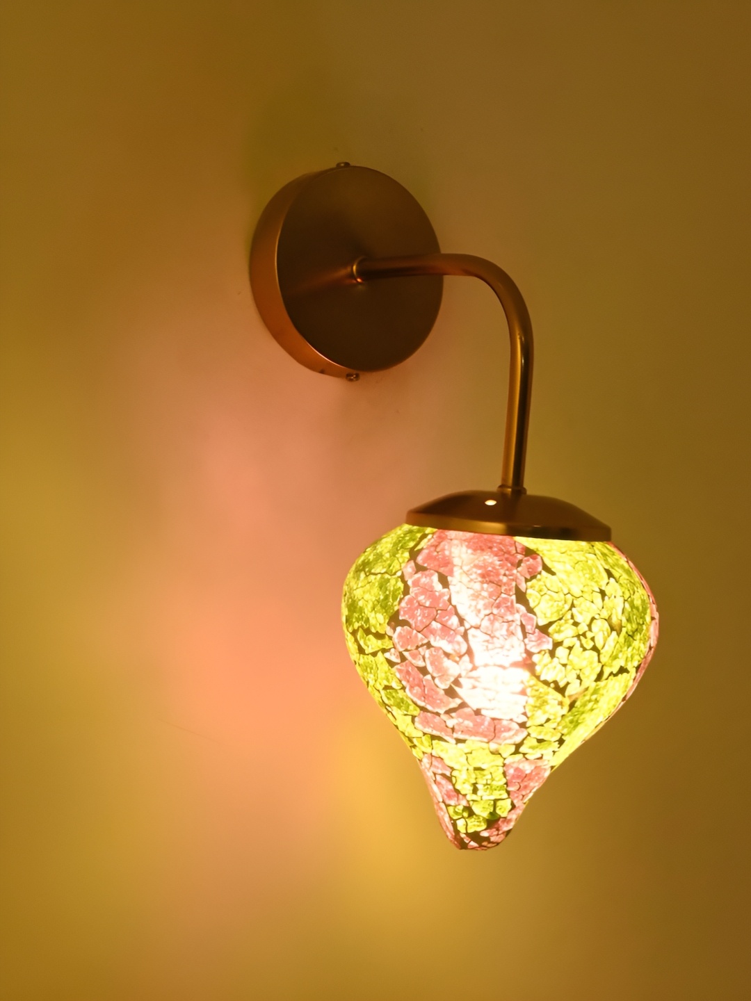 

Afast Green & Pink Glass Traditional Abstract Shaped Wall Lamp