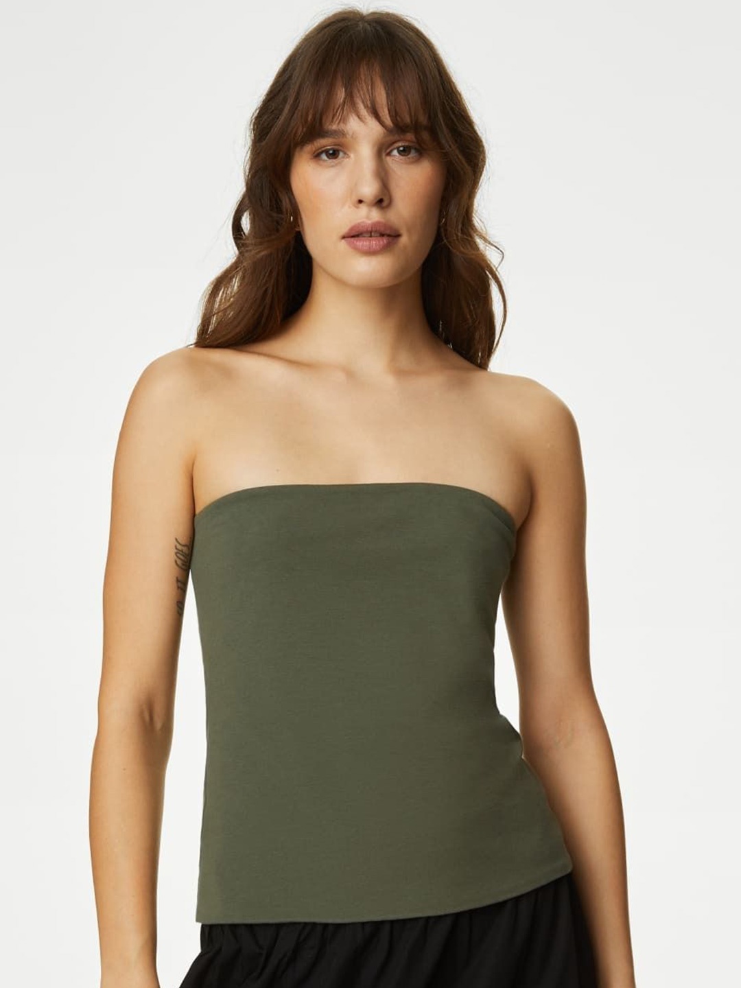 

Marks & Spencer Halter Neck Cotton Styled Back Top, Green