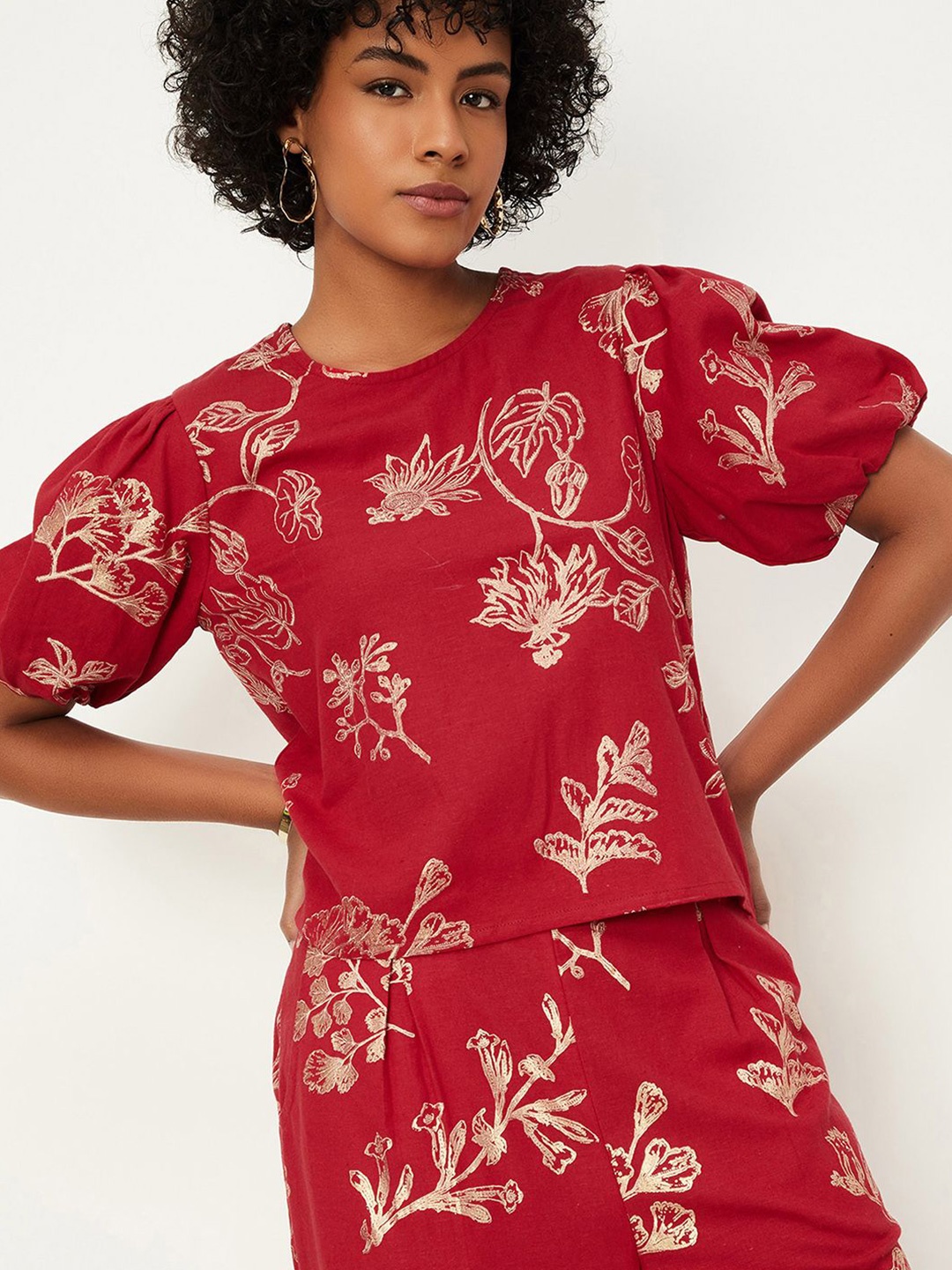 

Kalki x Max Women Embroidered Top, Rust