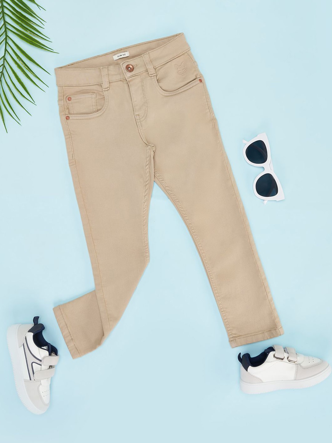 

Pantaloons Junior Boys Slim Fit Mid-Rise Jeans, Khaki