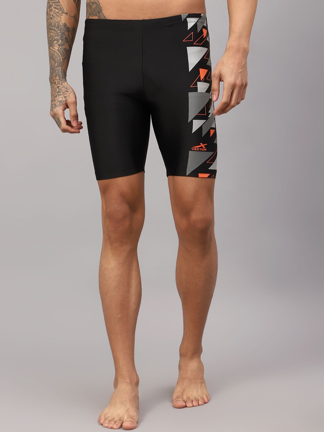 

VECTOR X Men Printed Swim Bottoms, Black
