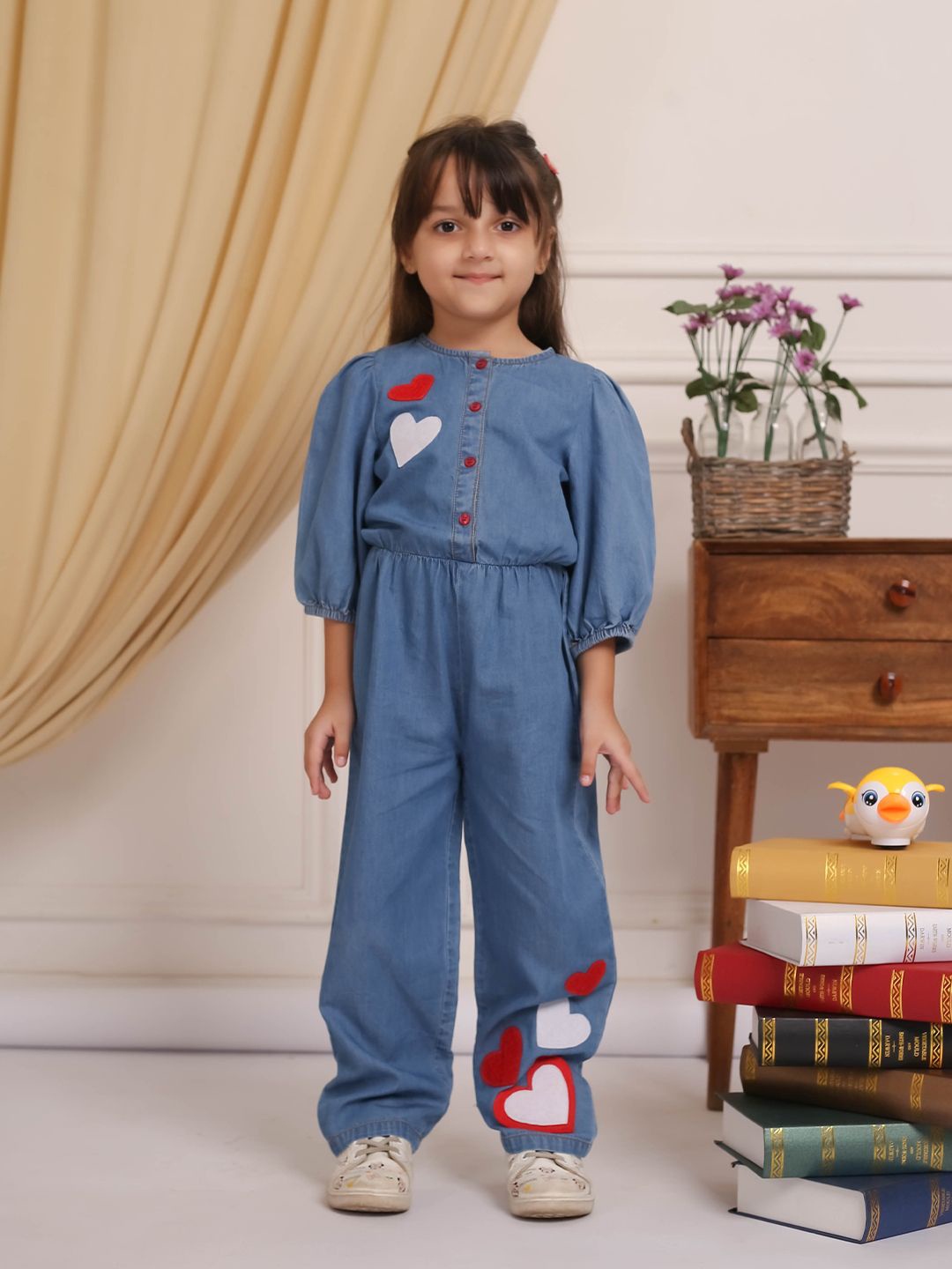 

Budding Bees Girls Basic Jumpsuit, Blue