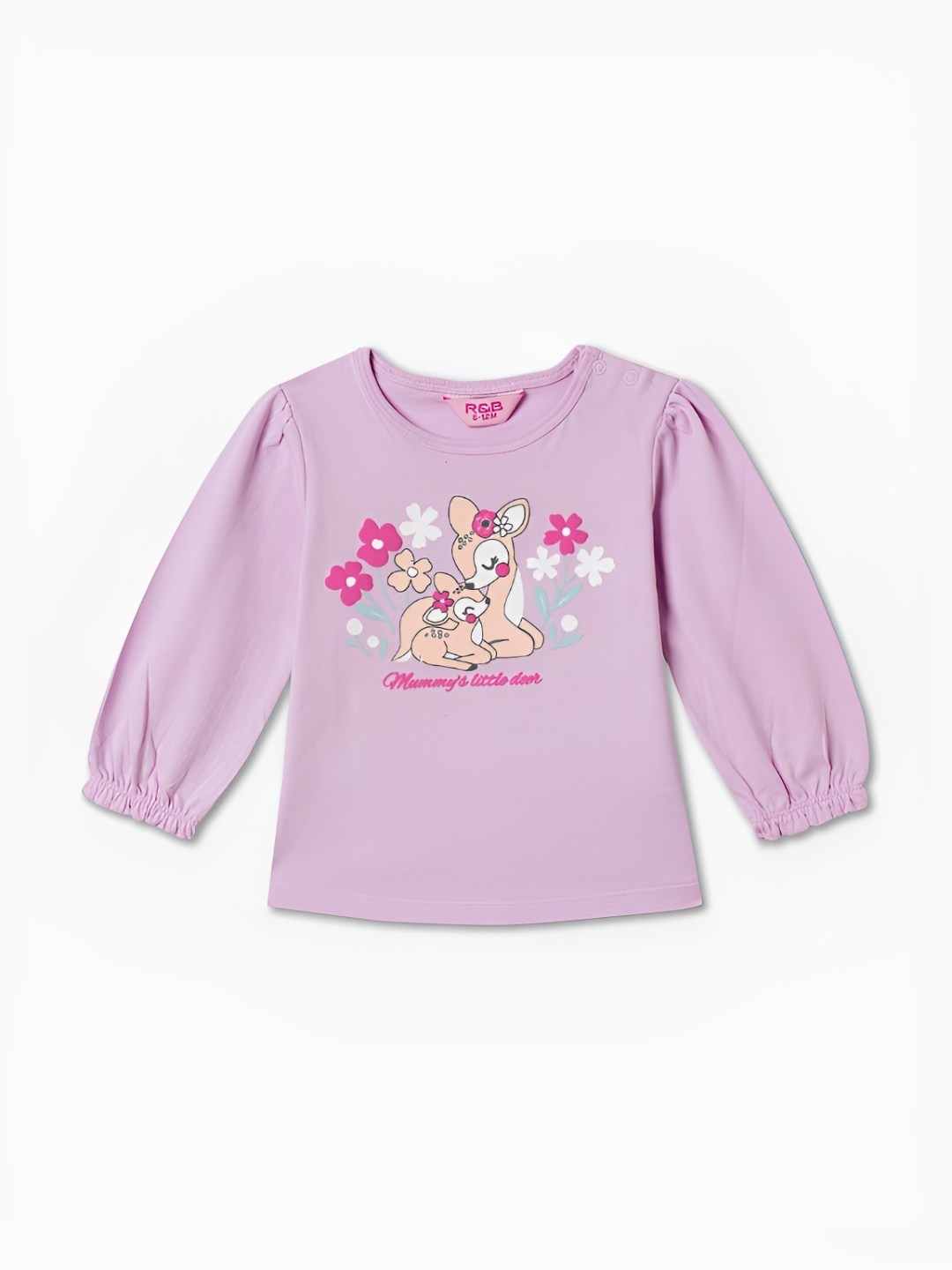 

R&B Girls Graphic Printed Round Neck Cotton T-shirt, Purple