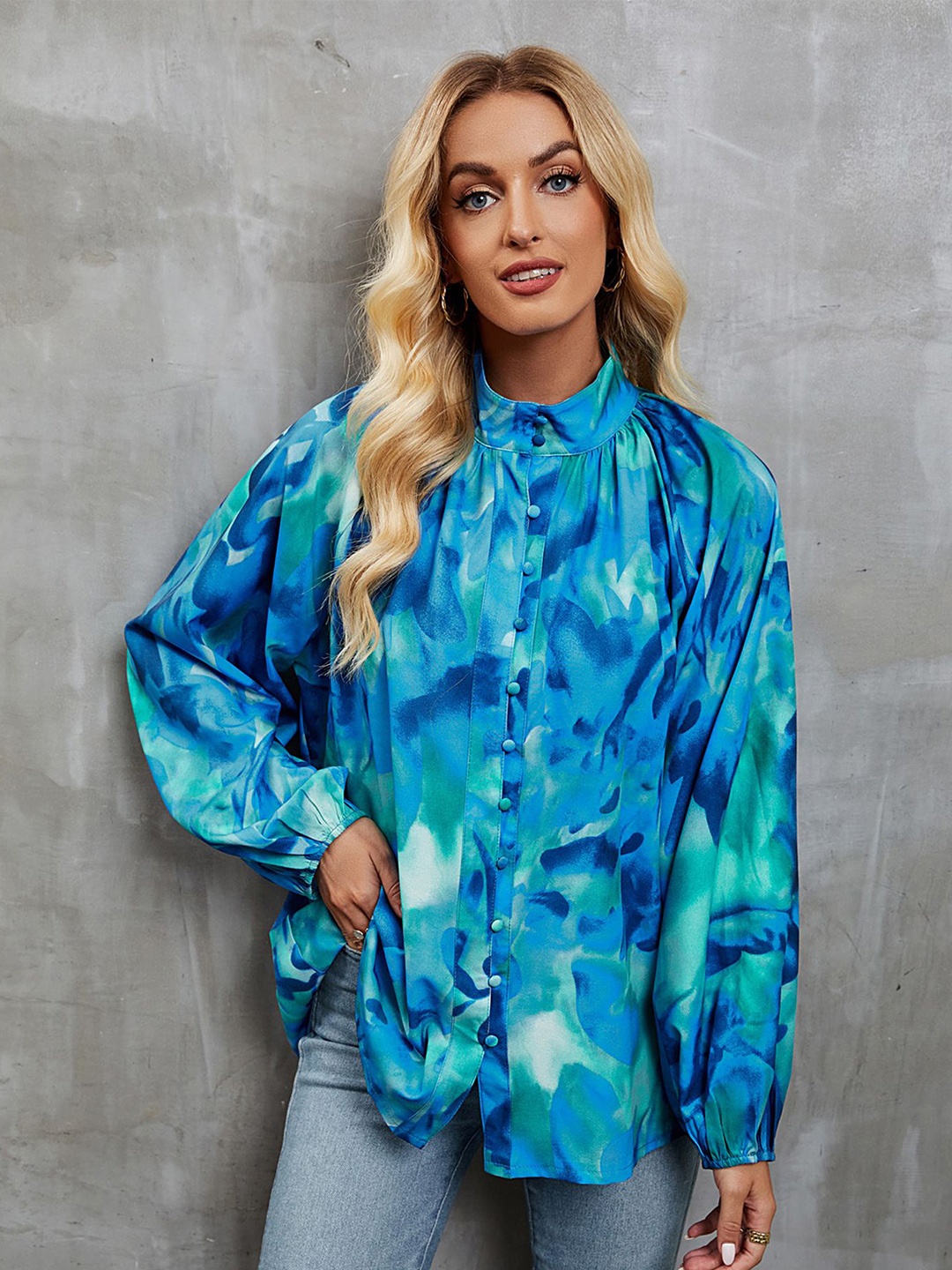 

LULU & SKY Print Shirt Style Top, Blue