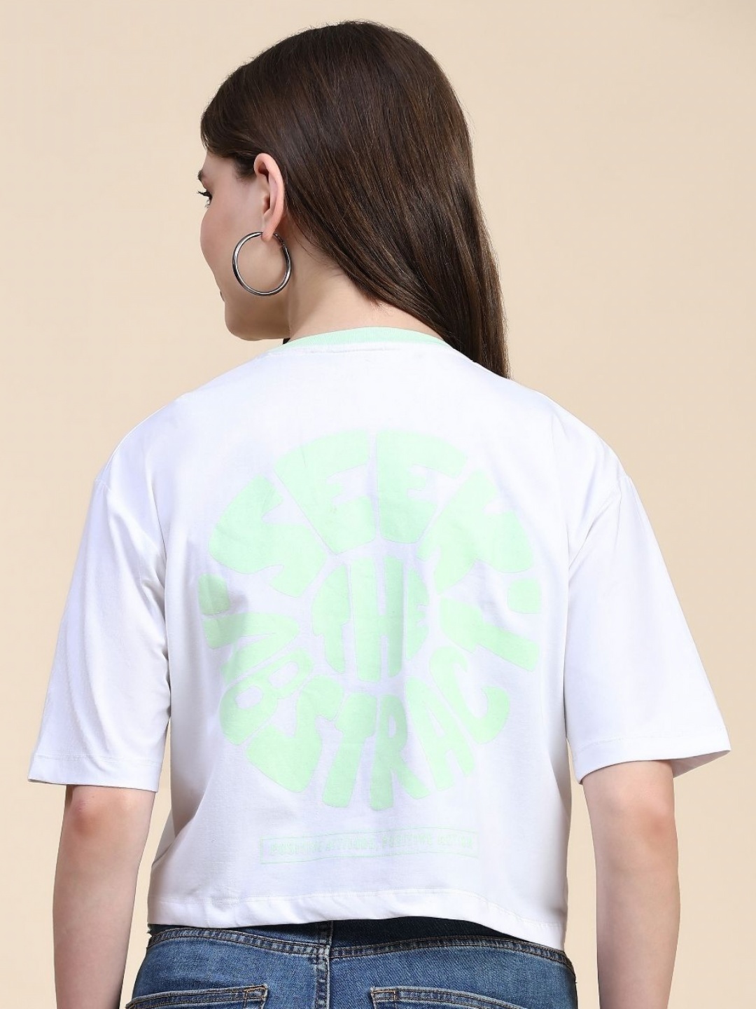 

AECK Women Typography Printed Round Neck Cotton T-shirt, White