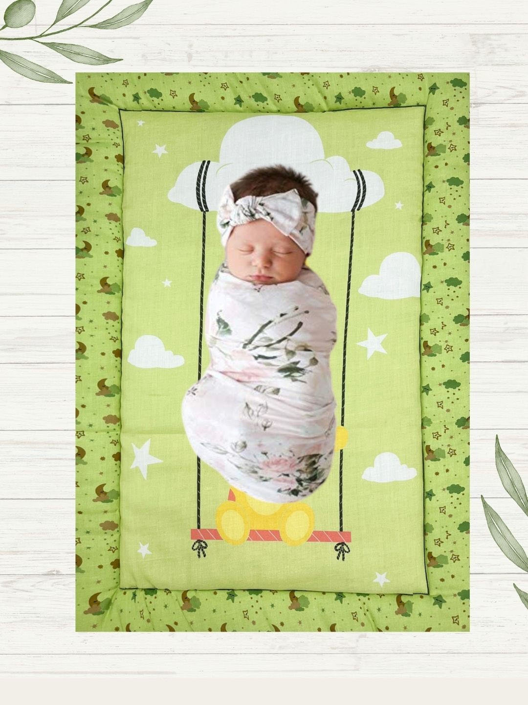 

NEW COMERS Infants Printed Baby Sleeping Mat, Green