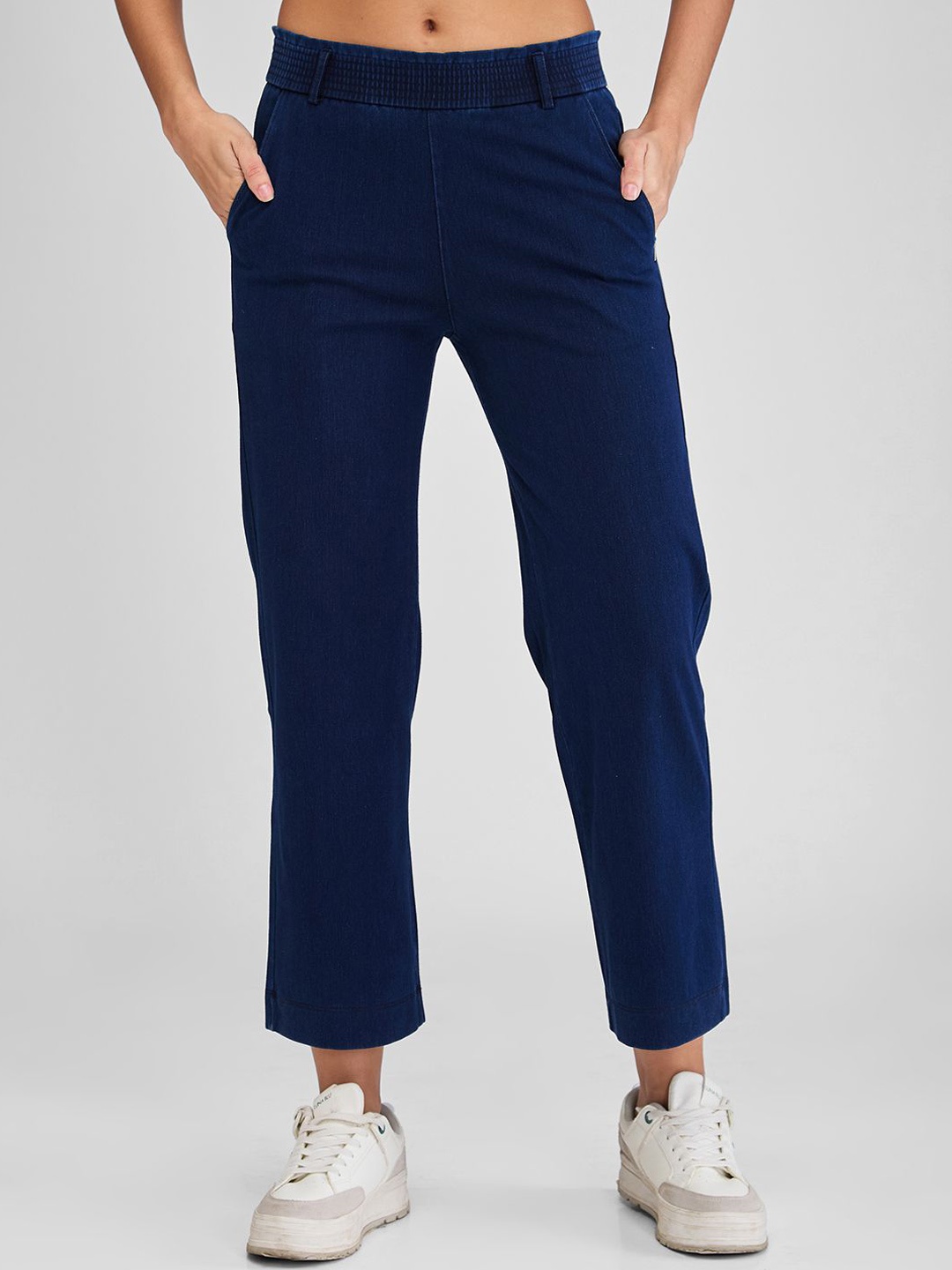 

SPYKAR Women Mid-Rise Track Pants, Blue