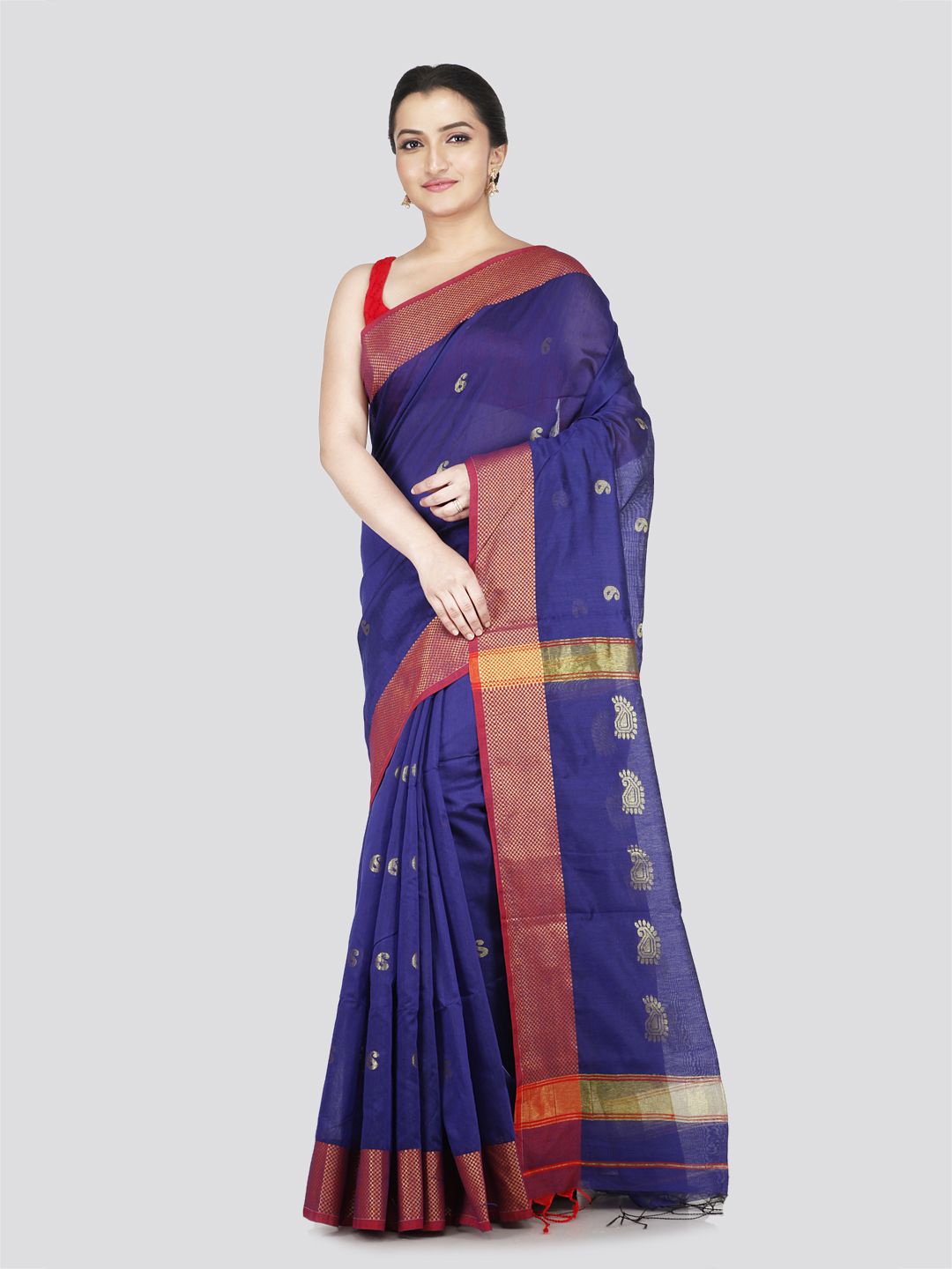 

PinkLoom Woven Design Paisley Zari Saree, Blue