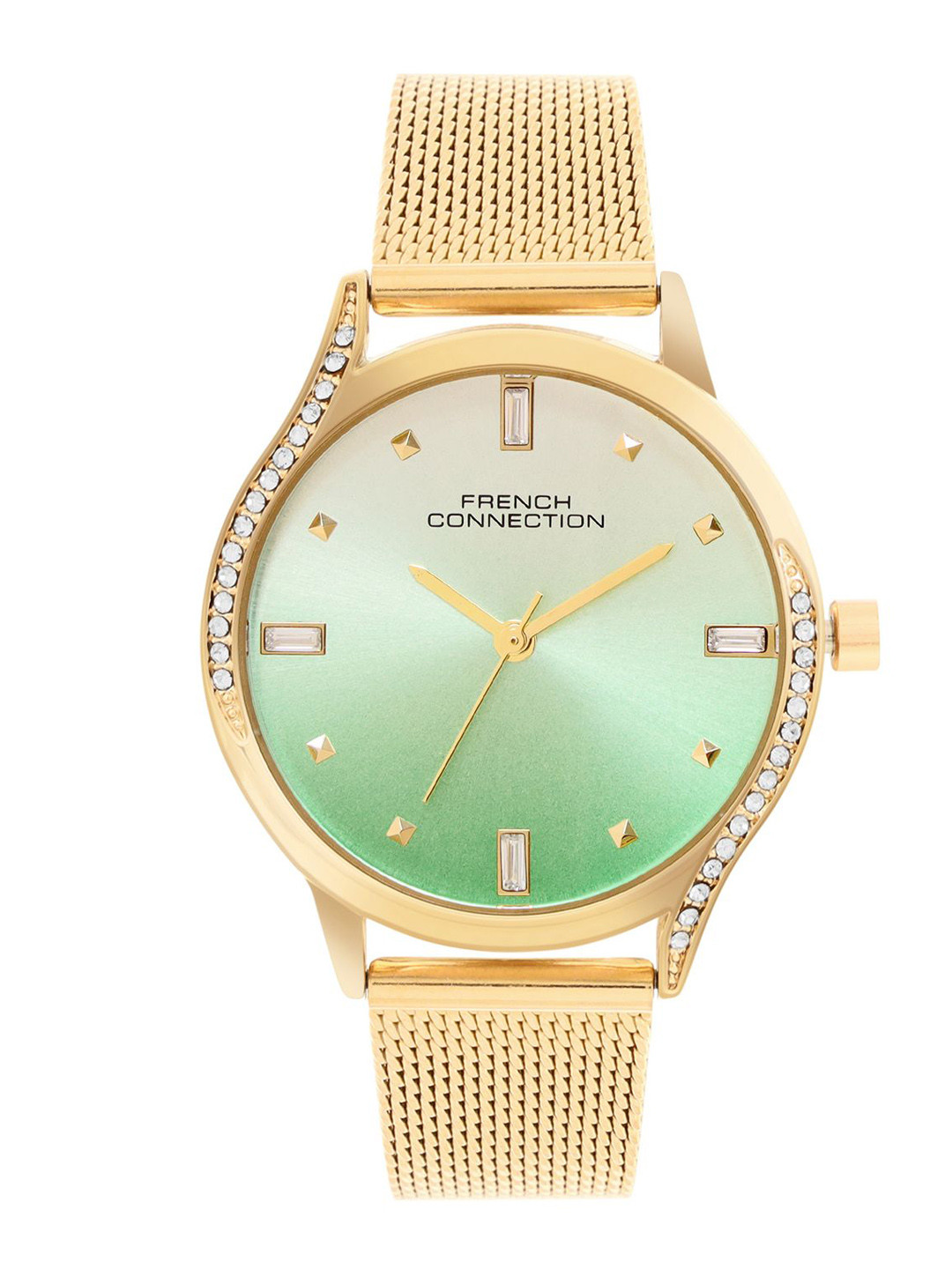 

French Connection Women Embellished Dial & Stainless Steel Bracelet Style Straps Analogue Watch FCN082NGM, Green