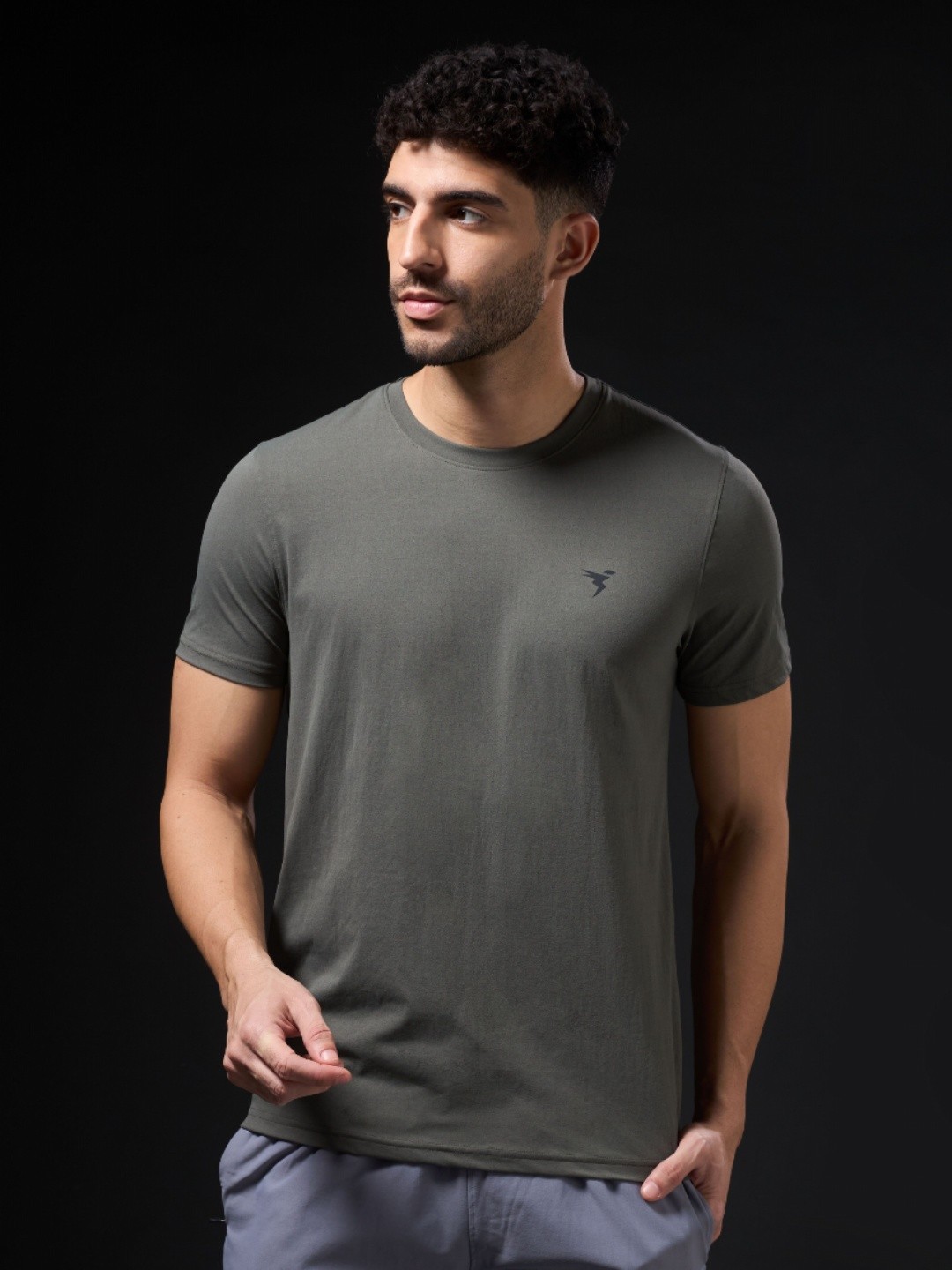 

Technosport Men UPF50 Solid Round Neck Slim Fit T-shirt, Green