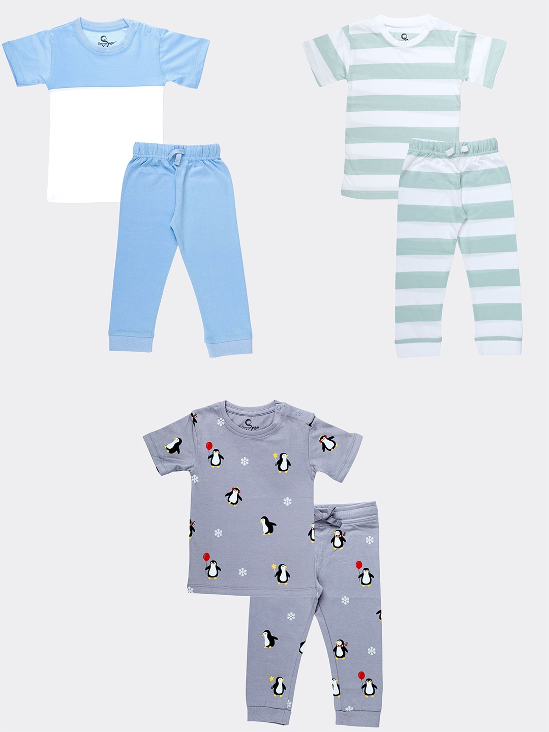

Orange Sugar Kids Pack Of 3 Printed Pure Cotton T-shirt with Pyjamas, White