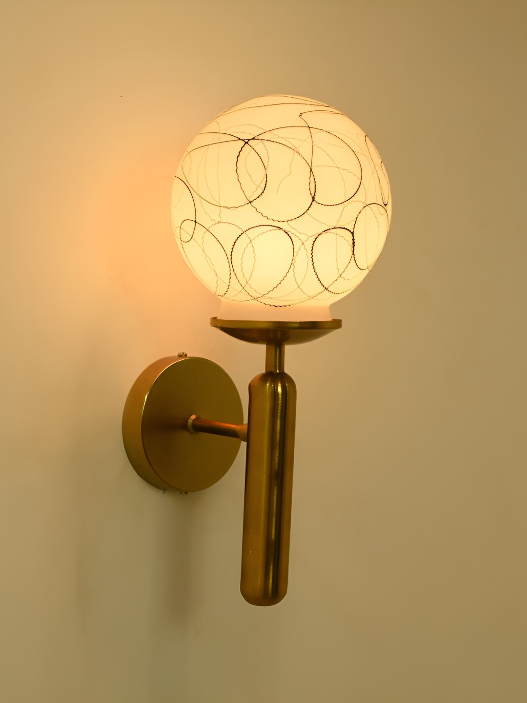 

Afast Black & White Abstract Printed Glass Contemporary Spherical Shaped Wall Lamp