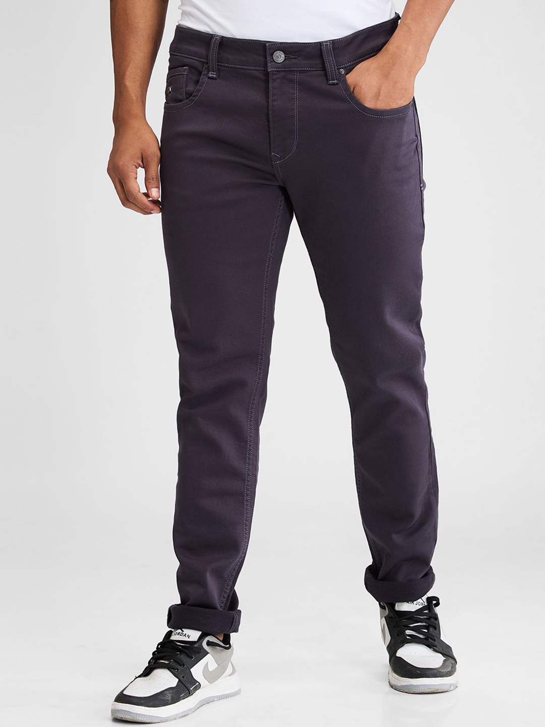 

SPYKAR Men Skinny Fit Low-Rise Light Fade Stretchable Jeans, Grey