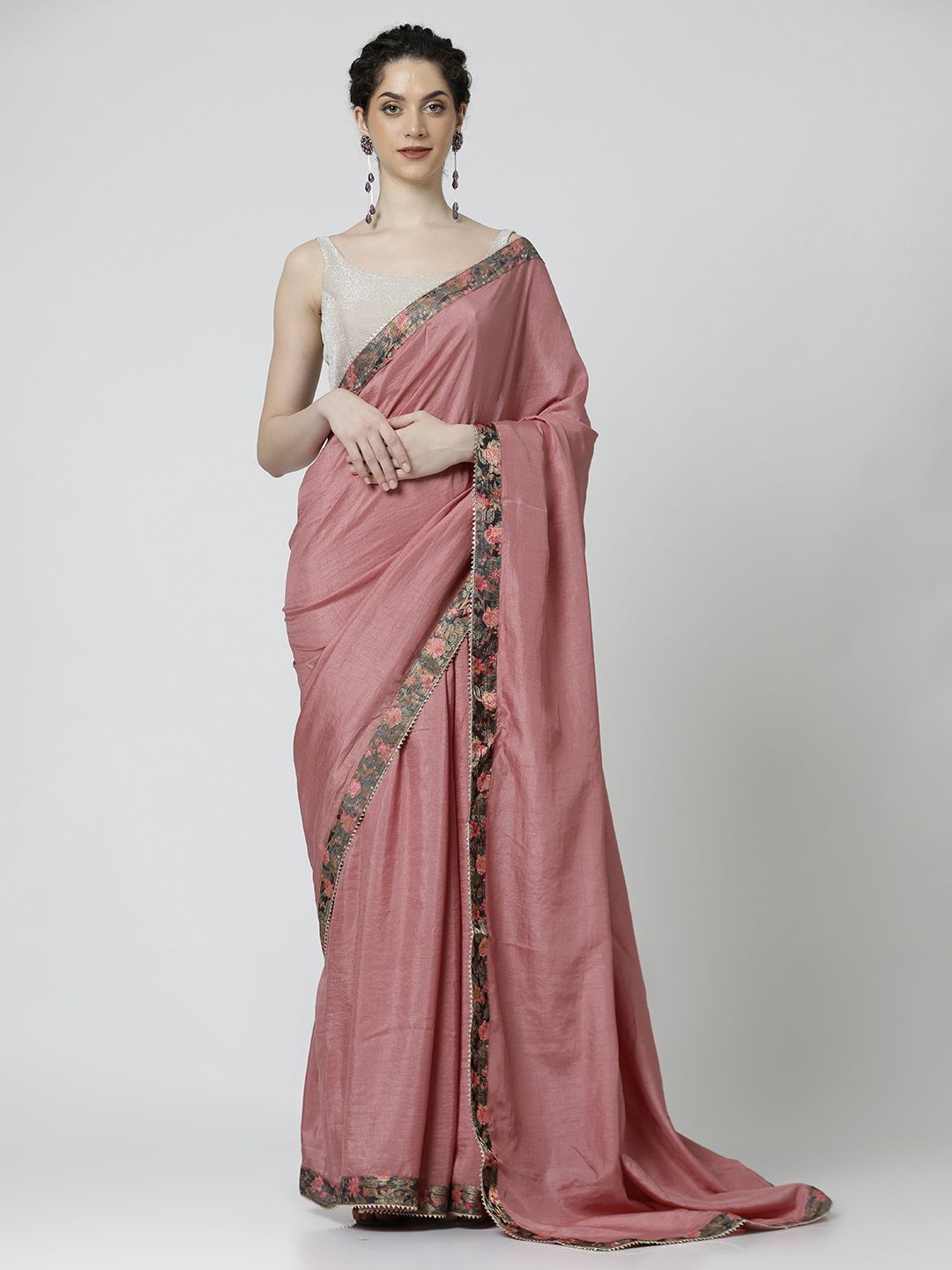

Jaipur Kurti Zari Saree, Coral
